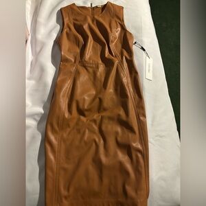 Calvin Klein Women's Brown Leather Dress